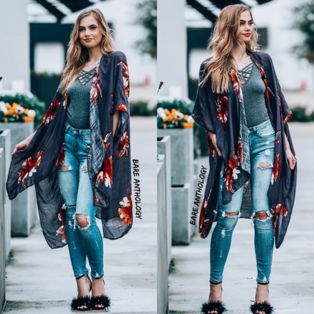 Bare Anthology Floral Kimono Cover-Up One Size - Picture 2 of 2